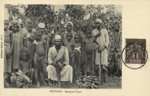 comoros, ANJOUAN, Group of Natives with Bananas (1910s) Postcard