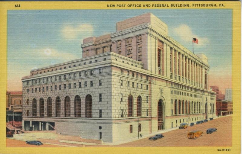 Pittsburgh PA Penn. New Post Office & Federal Building Vintage Linen Postcard E5 