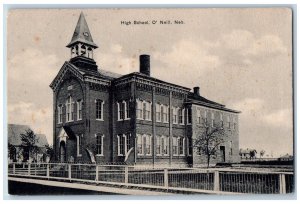 O'neill Nebraska NE Postcard High School Building Campus 1909 Posted Antique