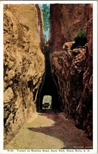 Tunnel on Needles Road, State Park, Black HIlls SD Vintage Postcard E79