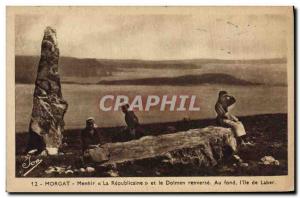 Old Postcard Dolmen Standing Stone Standing Stone Morgat The Republican and t...