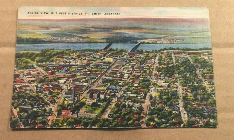 VINTAGE UNUSED .01 POSTCARD AERIAL VIEW, BUSINESS DISTRICT,  FT SMITH, ARKANSAS