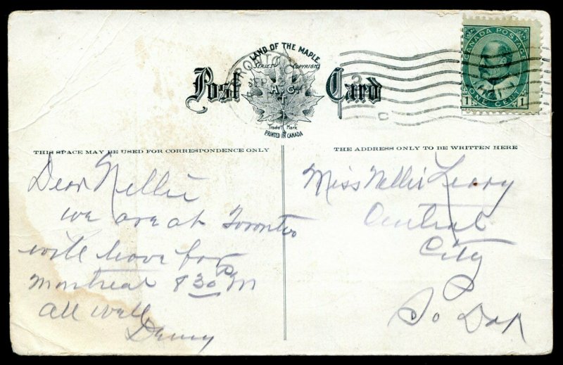 h3422 - TORONTO Postcard 1910s Labor Temple. Patriotic Maple Leaf by Cooper