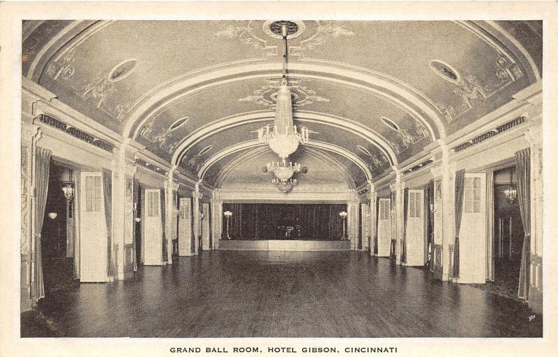 Cincinnati Ohio~Hotel Gibson-Grand Ball Room~Fancy Chandelier & Ceiling~1920s Pc