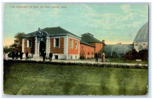 1912 Aquarium Belle Isle Park Exterior View Building Detroit Michigan Postcard