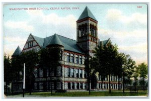 c1910 Washington High School Exterior View Building Cedar Rapids Iowa Postcard