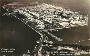 1939 RPPC Air View Treasure Island Golden Gate International Expo Moulin Photo