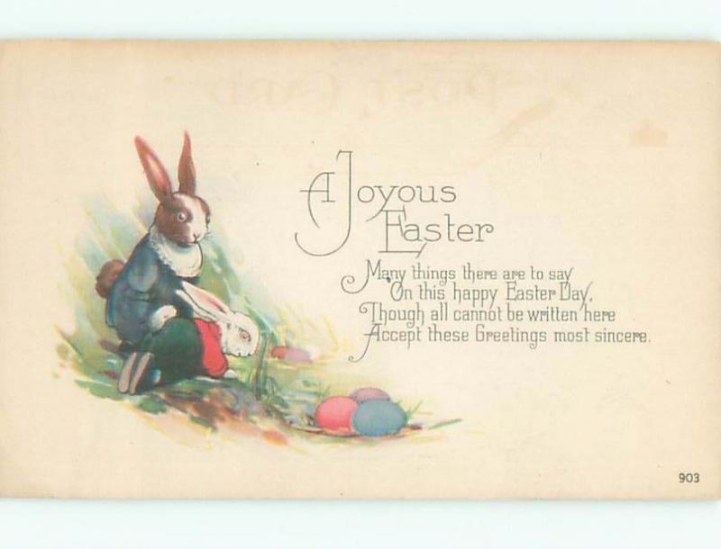 Pre-Linen Easter HUMANIZED BUNNY RABBIT DRESSED UP AB3424