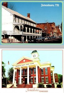 2~4X6 Postcards Jonesboro, TN Tennessee STREET SCENE & WASHINGTON CO COURT HOUSE