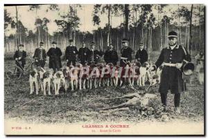 Old Postcard Hunting Dog Dogs hunts a stag before the kill TOP