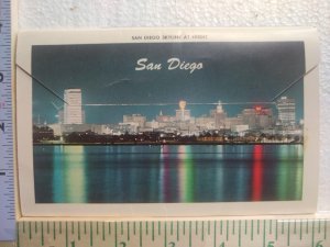 Postcard Folder San Diego Skyline At Night, San Diego, California