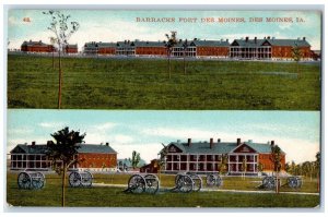 c1910 Barracks Fort Des Moines Iowa IA Multiview Cannon Antique Postcard 
