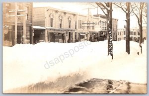 JH16/ Worcester New Yorl RPPC Postcard c1910 Cooperstown Snow Main St 65