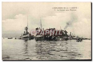 Old Postcard Boat L & # 39explosion The breastplate of Liberty after the & # ...