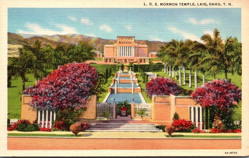 Hawaii Oahu Laie L D S Mormon Temple Curteich