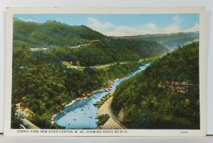 WV Scenic View New River Canyon Showing Route 60-19-21 c1920s Postcard F12