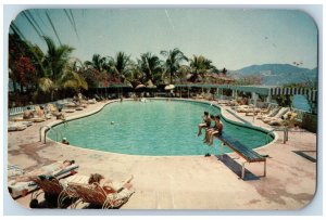 Acapulco Guerrero Mexico Postcard Hotel Prado Americas Swimming Pool c1950's