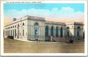 VINTAGE POSTCARD THE UNITED STATES POST OFFICE AT AKRON OHIO c. 1920s