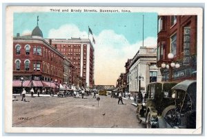 Davenport Iowa Postcard Third Brady Streets Exterior View Building 1920 Vintage