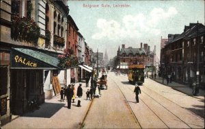 Leicester England Belgrave Gate Double Decker Bus Trolley c1910 Vintage Postcard