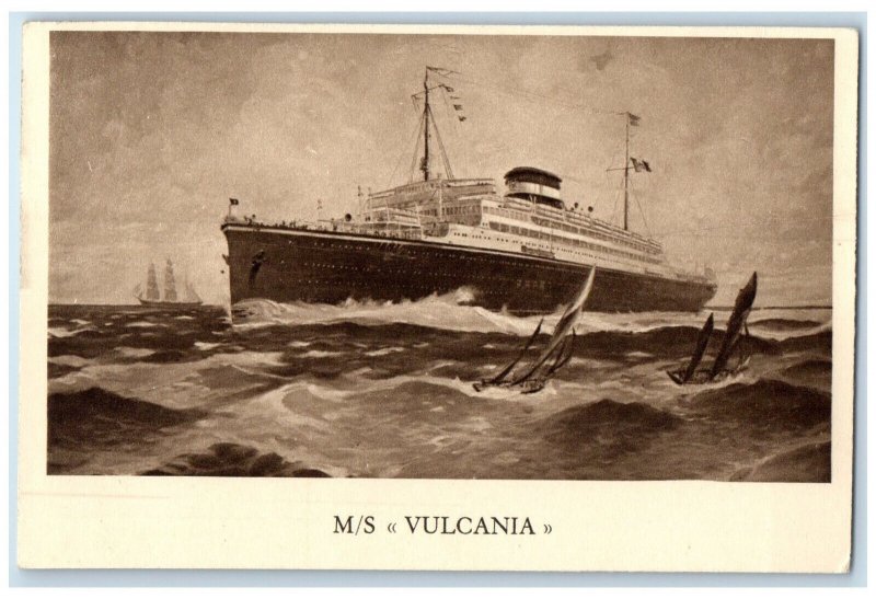 c1910 M/S Vulcania Steamer Cosulich Line Trieste Italy Antique Unposted Postcard