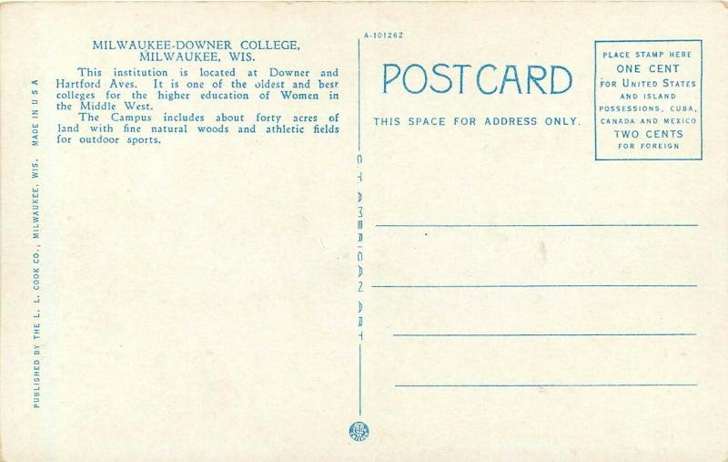 c1920 Multi-View Postcard; Milwaukee-Downer College, Milwaukee WI unposted