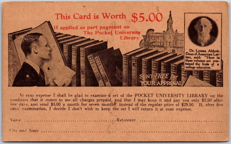 Pocket University Library Charge Slip Part Payment Postcard