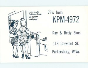 Pre-1980 RADIO CARD - CB HAM OR QSL Parkersburg West Virginia WV AH2877@