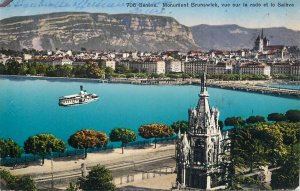 Switzerland navigation & sailing topic postcard Geneve Brunswick paddle steamer