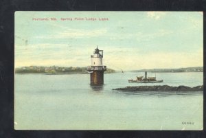 PORTLAND MAINE SPRING POINT LEDGE LIGHT LIGHTHOUSE VINTAGE POSTCARD 1911