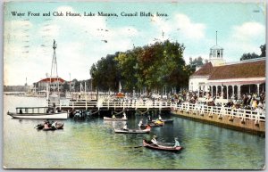 1910's Water Front Club House Lake Manawa Council Bluffs Iowa IA Posted Postcard