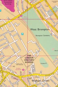 London Oratory School West Brompton Ordnance Survey Map Postcard