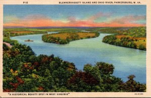 West Virginia Parkersburg Blennerhassett Island and Ohio River 1957 Curteich