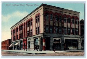 c1910's Andrews Block Building Scene Street Kearney Nebraska NE Antique Postcard