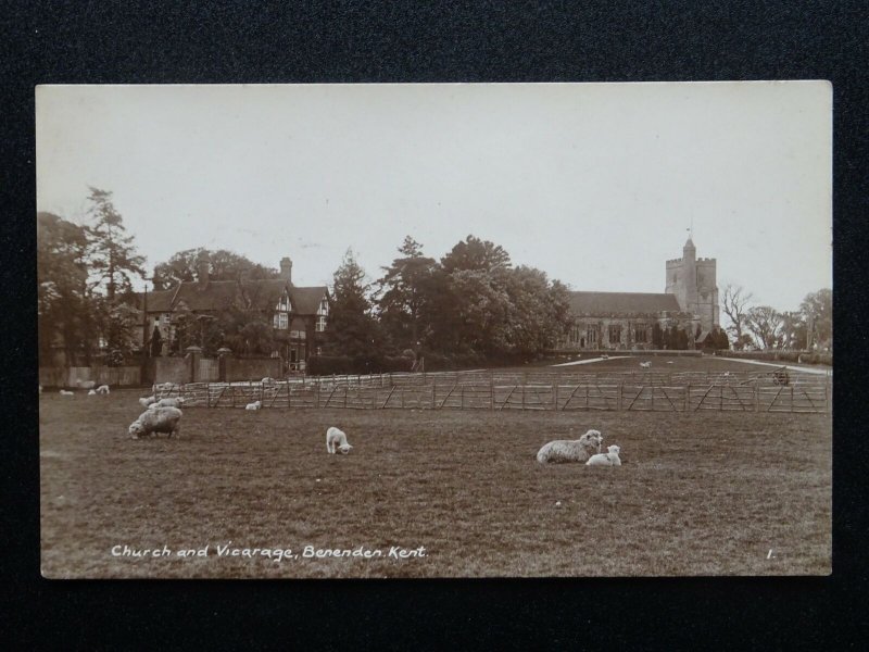 Kent BENENDEN Church & Vicarage - Old RP Postcard by J. Rollings of Post Office