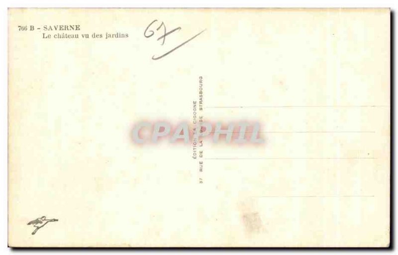 Old Postcard Saverne The castle seen gardens