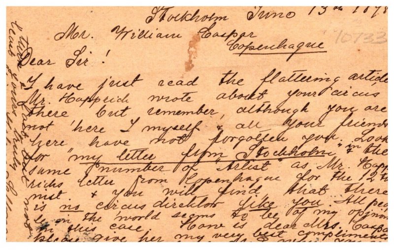 Sweden Brefkort Postcard dated June 13, 1898