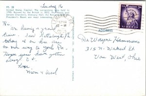 United States Capitol Postcard PM Lemoyne PA Cancel WOB Note VTG Vintage Fall 3c 