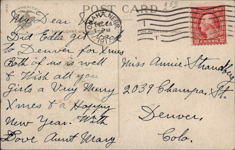 Christmas Boy Hangs Stocking Ellen Clapsaddle  c1910 Postcard