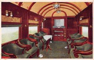 Overland Limited Railroad Buffet Library Train Interior Postcard AA12202