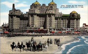 Vtg Atlantic City New Jersey NJ Pony Riding on Beach Traymore Hotel Postcard