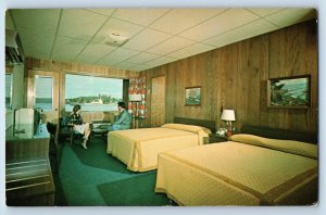Alexandria Bay New York NY Postcard Capt Thomson Motor Lodge Interior View 1960