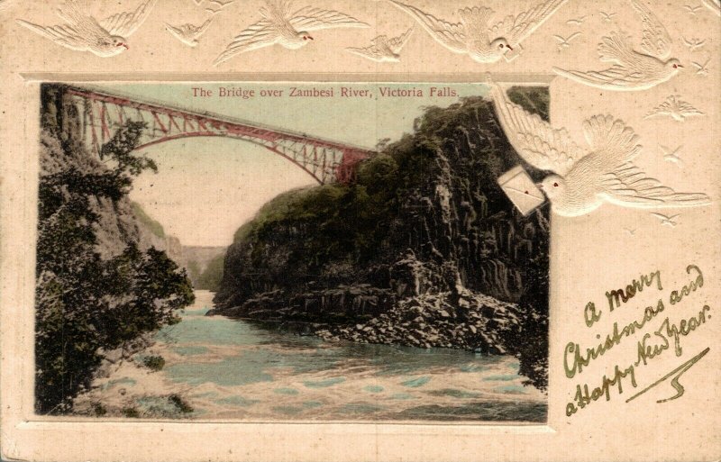 Zimbabwe The Bridge Over Zambezi River Victoria Falls Embossed Postcard 08.60 