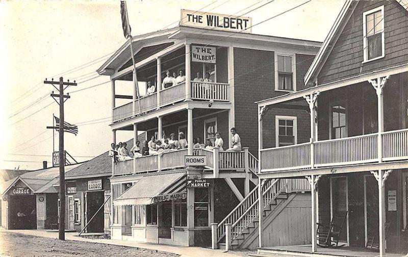 Hampton Beach NH The Wilbert Hotel Auto Garage Market Real Photo RPPC Postcard