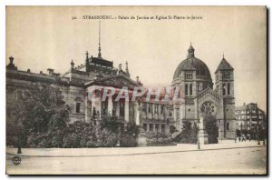 Postcard Old Strasbourg courthouse and church St Peter Young