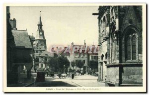 Postcard Old Dinan Tower I & # 39Horloge corner and Church of St Savior