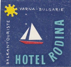 Hungary Balkantouriste Varna Hotel Rodina Vintage Luggage Label sk3583