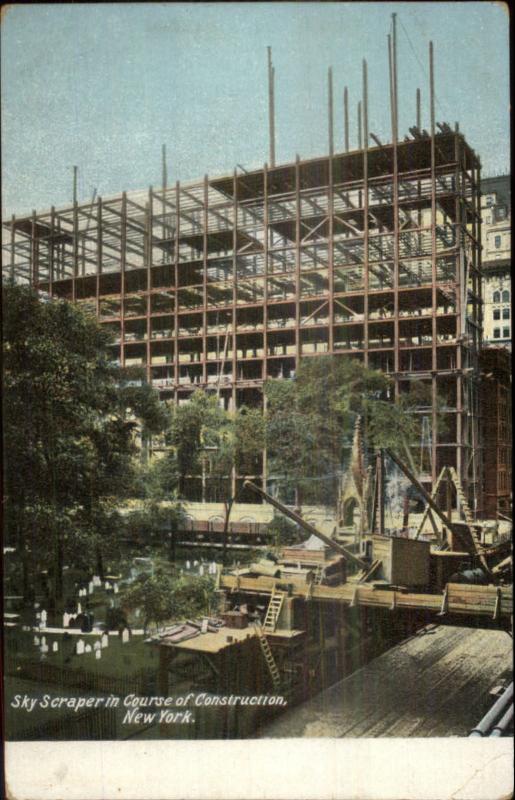 New York City Sky Scraper Building Construction c1905 Postcard