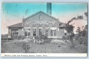 Austin Minnesota Postcard Electric Light Pumping Station Exterior Building c1910