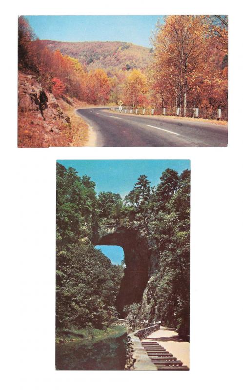 Virginia Natural Bridge and Hwy 211 Shenandoah National Park VA Vintage Postcard